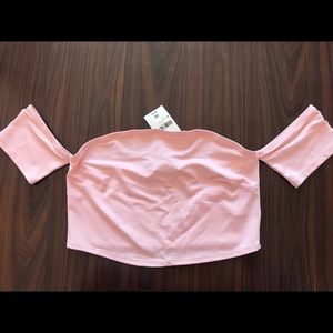Pink Off The Shoulder Crop Top